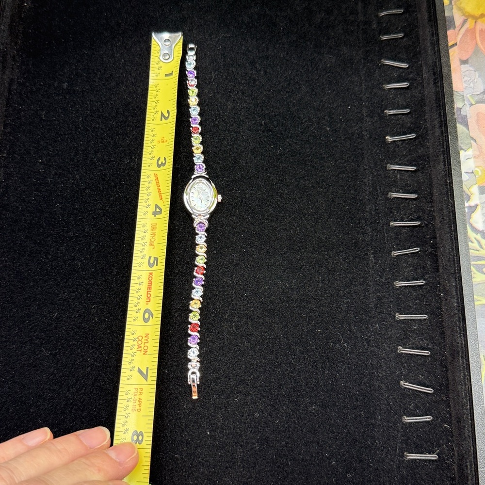 Elgin Mixed Gemstone Tennis Bracelet natural gemstones "S" link watch - Picture 8 of 8
